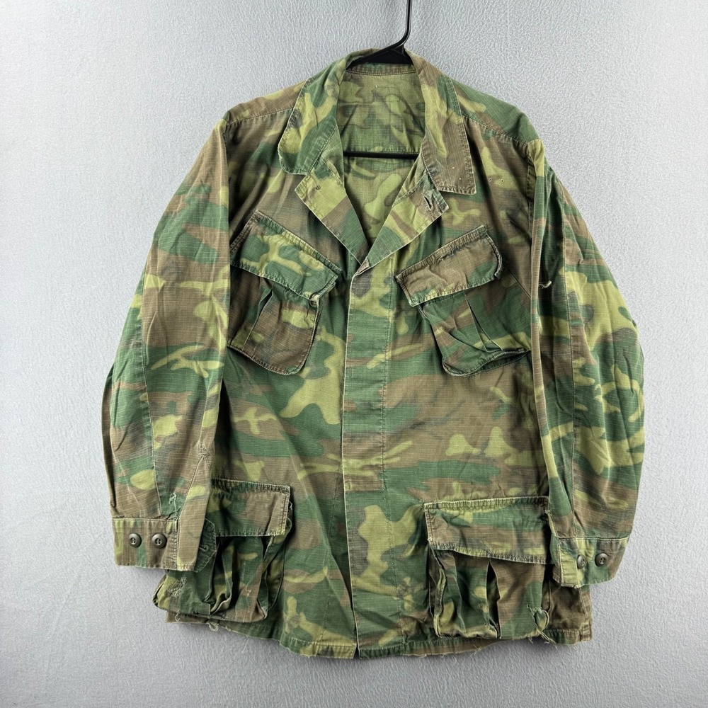60s Vietnam Jungle Jacket Mens Medium Green Dom ERDL Coat Ripstop 1969 Vintage